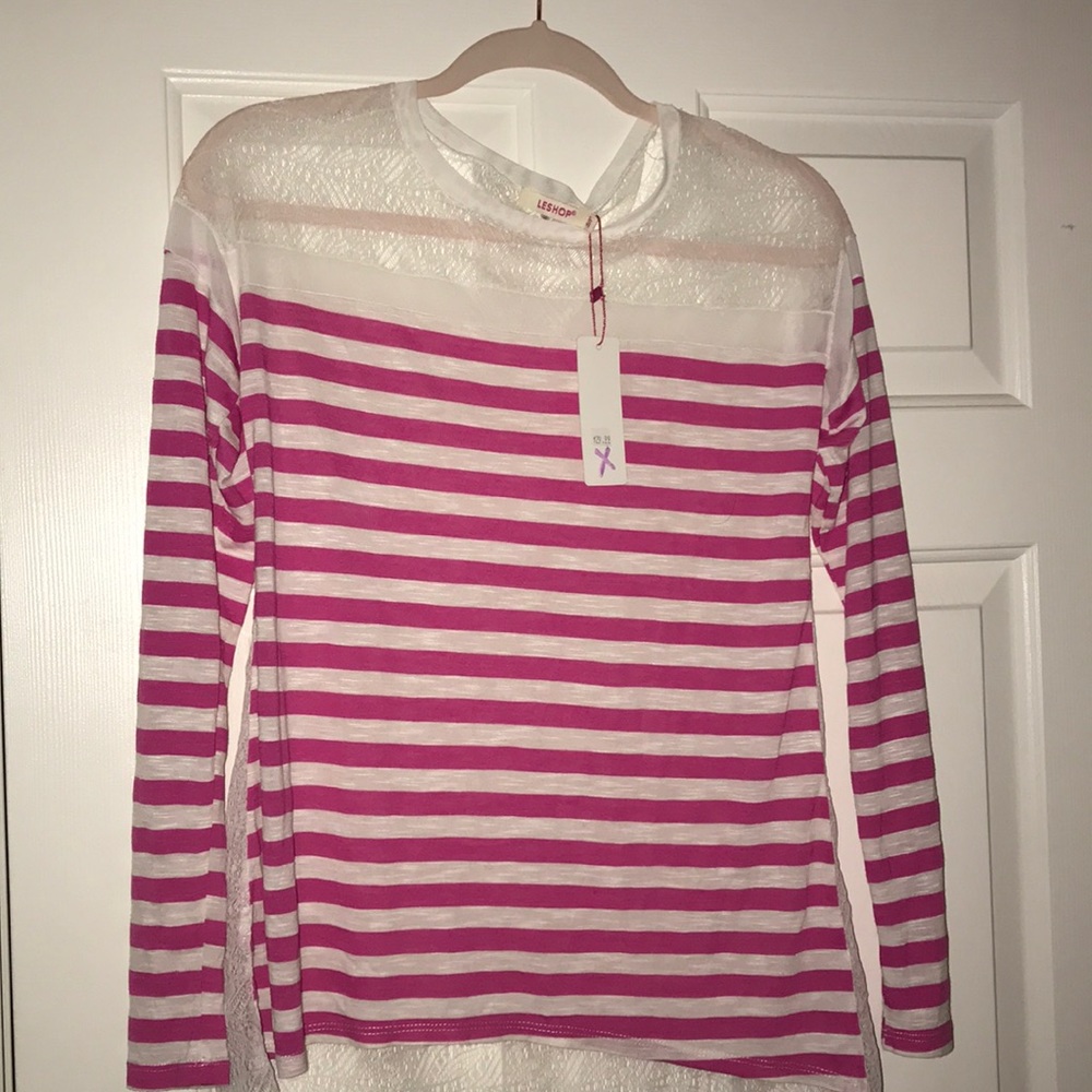 Striped and lace back top
